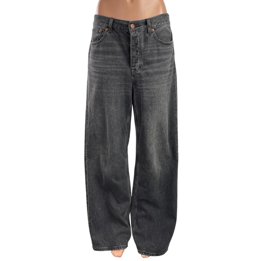 Madewell Women's Black High Waisted Palazzo Wide Leg Denim Jeans Pants Size 26